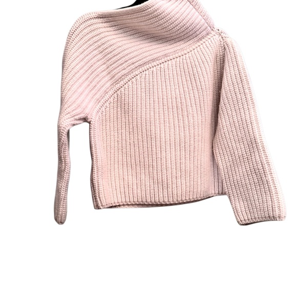 Zara Asymmetrical Soft Beige Ribbed Sweater Wool Blend - Picture 2 of 16